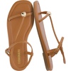 image:imageCUSHIONAIRE Alias Squared Toe Womens Sandals TStrap Flat Sandal with Cushioned Footbed and Adjustable Ankle StrapCognac
