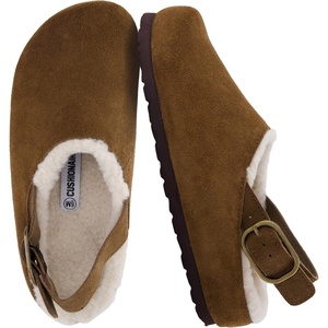 image:imageCUSHIONAIRE Luz Suede Clogs for Women with Fuzzy LiningBrown