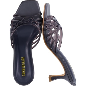 image:imageCUSHIONAIRE Naty Jelly Kitten Heels for Women Chic SlipOn Mule Design with Modern Open Square Toe Womens HeelsSmoke