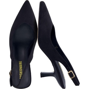 image:imageCUSHIONAIRE Saby Slingback Kitten Heels for Women Pointed Toe Pumps with Adjustable Ankle Strap for Casual Dressy WearBlack Microsuede