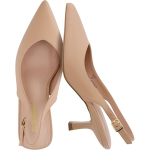 image:imageCUSHIONAIRE Saby Slingback Kitten Heels for Women Pointed Toe Pumps with Adjustable Ankle Strap for Casual Dressy WearNude Smooth