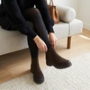 image:imageCUSHIONAIRE Britain Genuine Suede Chelsea Ankle Boots for Women  Water Resistant Suede Side Gore Panels Cushioned Insole Lug Outsole Chelsea Boots for Women Rear Pull TabChocolate