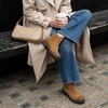 image:imageCUSHIONAIRE Britain Genuine Suede Chelsea Ankle Boots for Women  Water Resistant Suede Side Gore Panels Cushioned Insole Lug Outsole Chelsea Boots for Women Rear Pull TabTan