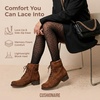 image:imageCUSHIONAIRE Rena Combat Womens Boots LaceUp Side Zip Ankle Boots for Women with Knit Trim and Low Block Heel TAN 6