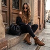 image:imageCUSHIONAIRE Rena Combat Womens Boots LaceUp Side Zip Ankle Boots for Women with Knit Trim and Low Block Heel TAN 6