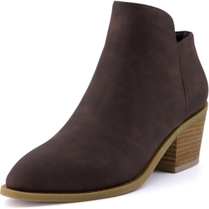 image:imageCUSHIONAIRE Rip Slip On Ankle Boots for Women with Side ZipperBrown