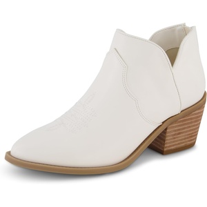 image:imageCUSHIONAIRE Rodeo Cowboy Boots for Women Pointed Toe Ankle BootieWhite