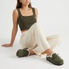 image:imageCUSHIONAIRE Creek Genuine Leather Suede Womens Slippers Casual House Shoes  Memory Foam Footbed Soft Faux Fur Lining Genuine Suede Leather Upper Indoor Outdoor Sole Classic Moccasin DesignKhaki