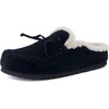 image:imageCUSHIONAIRE Creek Genuine Leather Suede Womens Slippers Casual House Shoes  Memory Foam Footbed Soft Faux Fur Lining Genuine Suede Leather Upper Indoor Outdoor Sole Classic Moccasin DesignBlack