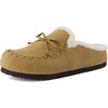 image:imageCUSHIONAIRE Creek Genuine Leather Suede Womens Slippers Casual House Shoes  Memory Foam Footbed Soft Faux Fur Lining Genuine Suede Leather Upper Indoor Outdoor Sole Classic Moccasin DesignSand