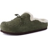 image:imageCUSHIONAIRE Creek Genuine Leather Suede Womens Slippers Casual House Shoes  Memory Foam Footbed Soft Faux Fur Lining Genuine Suede Leather Upper Indoor Outdoor Sole Classic Moccasin DesignKhaki