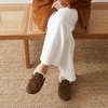 image:imageCUSHIONAIRE Creek Genuine Leather Suede Womens Slippers Casual House Shoes  Memory Foam Footbed Soft Faux Fur Lining Genuine Suede Leather Upper Indoor Outdoor Sole Classic Moccasin DesignBrown