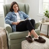 image:imageCUSHIONAIRE Creek Genuine Leather Suede Womens Slippers Casual House Shoes  Memory Foam Footbed Soft Faux Fur Lining Genuine Suede Leather Upper Indoor Outdoor Sole Classic Moccasin DesignChocolate