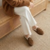 image:imageCUSHIONAIRE Creek Genuine Leather Suede Womens Slippers Casual House Shoes  Memory Foam Footbed Soft Faux Fur Lining Genuine Suede Leather Upper Indoor Outdoor Sole Classic Moccasin DesignBrown