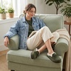 image:imageCUSHIONAIRE Creek Genuine Leather Suede Womens Slippers Casual House Shoes  Memory Foam Footbed Soft Faux Fur Lining Genuine Suede Leather Upper Indoor Outdoor Sole Classic Moccasin DesignKhaki