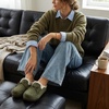 image:imageCUSHIONAIRE Creek Genuine Leather Suede Womens Slippers Casual House Shoes  Memory Foam Footbed Soft Faux Fur Lining Genuine Suede Leather Upper Indoor Outdoor Sole Classic Moccasin DesignKhaki