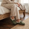 image:imageCUSHIONAIRE Creek Genuine Leather Suede Womens Slippers Casual House Shoes  Memory Foam Footbed Soft Faux Fur Lining Genuine Suede Leather Upper Indoor Outdoor Sole Classic Moccasin DesignKhaki