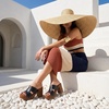 image:imageCUSHIONAIRE Markie Chunky Block Heel Sandals for Women with Faux Wood Heel and Memory FoamBlack