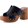 image:imageCUSHIONAIRE Markie Chunky Block Heel Sandals for Women with Faux Wood Heel and Memory FoamBlack