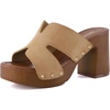 image:imageCUSHIONAIRE Markie Chunky Block Heel Sandals for Women with Faux Wood Heel and Memory FoamTan