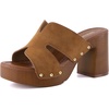 image:imageCUSHIONAIRE Markie Chunky Block Heel Sandals for Women with Faux Wood Heel and Memory FoamWhiskey