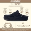 image:imageCUSHIONAIRE Casey Genuine Suede Moccasin Slippers for Women Cozy House Shoes with Moc Toe and Penny Loafer StrapBlack