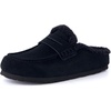 image:imageCUSHIONAIRE Casey Genuine Suede Moccasin Slippers for Women Cozy House Shoes with Moc Toe and Penny Loafer StrapBlack