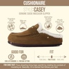 image:imageCUSHIONAIRE Casey Genuine Suede Moccasin Slippers for Women Cozy House Shoes with Moc Toe and Penny Loafer StrapBrown