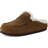 image:imageCUSHIONAIRE Casey Genuine Suede Moccasin Slippers for Women Cozy House Shoes with Moc Toe and Penny Loafer StrapBrown