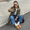 image:imageCUSHIONAIRE Casey Genuine Suede Moccasin Slippers for Women Cozy House Shoes with Moc Toe and Penny Loafer StrapCamel