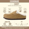 image:imageCUSHIONAIRE Casey Genuine Suede Moccasin Slippers for Women Cozy House Shoes with Moc Toe and Penny Loafer StrapSand