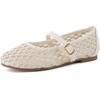 image:imageCUSHIONAIRE Darla Kids Mesh Mary Jane Ballet Flats Girls Shoes with BuckleCream