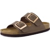 image:imageCUSHIONAIRE Laz 100 Genuine Leather Cork Footbed Slide Sandals for Women with Adjustable Buckles and Memory FoamBrown