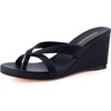image:imageCUSHIONAIRE Mona SlipOn Lightweight Womens Sandals Comfortable Wedge Flip Flops for Women with Crossover StrapBlack