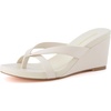 image:imageCUSHIONAIRE Mona SlipOn Lightweight Womens Sandals Comfortable Wedge Flip Flops for Women with Crossover StrapCream