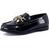 image:imageCUSHIONAIRE Rye Kids Dress Shoes Penny Loafers for Kids with Charm ChainBlack Patent