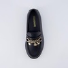 image:imageCUSHIONAIRE Rye Kids Dress Shoes Penny Loafers for Kids with Charm ChainBlack Smooth