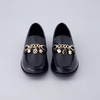image:imageCUSHIONAIRE Rye Kids Dress Shoes Penny Loafers for Kids with Charm ChainBlack Smooth