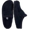 image:imageCUSHIONAIRE Casey Genuine Suede Moccasin Slippers for Women Cozy House Shoes with Moc Toe and Penny Loafer StrapBlack