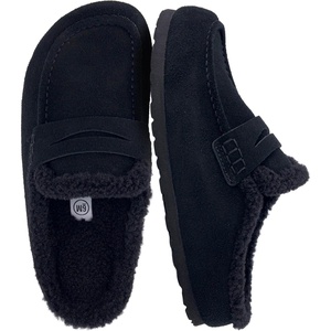 image:imageCUSHIONAIRE Casey Genuine Suede Moccasin Slippers for Women Cozy House Shoes with Moc Toe and Penny Loafer StrapBlack