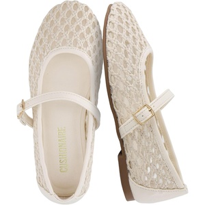 image:imageCUSHIONAIRE Darla Kids Mesh Mary Jane Ballet Flats Girls Shoes with BuckleCream