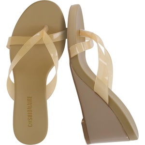 image:imageCUSHIONAIRE Mona SlipOn Lightweight Womens Sandals Comfortable Wedge Flip Flops for Women with Crossover StrapNude