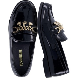 image:imageCUSHIONAIRE Rye Kids Dress Shoes Penny Loafers for Kids with Charm ChainBlack Patent