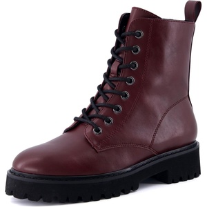 image:imageCUSHIONAIRE Ryker Vegan Leather Combat Boots for Women with Side ZipperBurgundy