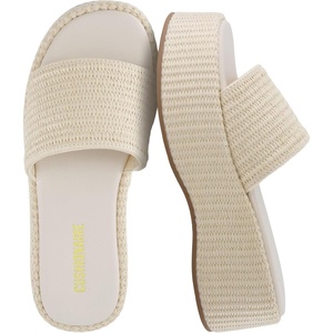 image:imageCUSHIONAIRE Siren Raffia Platform Sandals for Women with Cushioned FootbedCream