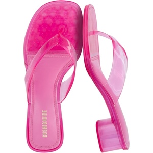 image:imageCUSHIONAIRE Toots Thong Strap Jelly Sandals for Women with Low Block HeelPink