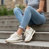 image:imageCUSHIONAIRE Kicks Fashion Sneakers for Women Lightweight NonSlip Lace Up Shoes with Memory FoamNatural