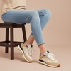 image:imageCUSHIONAIRE Kicks Fashion Sneakers for Women Lightweight NonSlip Lace Up Shoes with Memory FoamTanBlack