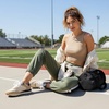 image:imageCUSHIONAIRE Kicks Fashion Sneakers for Women Lightweight NonSlip Lace Up Shoes with Memory FoamTanBlack
