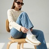 image:imageCUSHIONAIRE Score Platform Sneakers for Women Lightweight Tennis Shoes with Adjustable Laces and Memory Foam Wide Widths AvailableWhiteTan